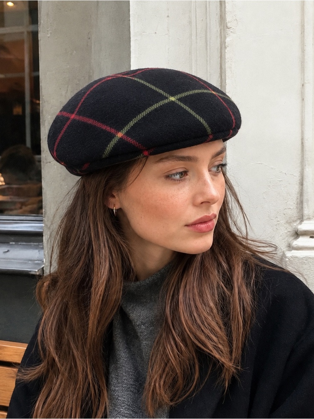 Rag & Bone Wool Tartan Plaid Cap Beret Hat